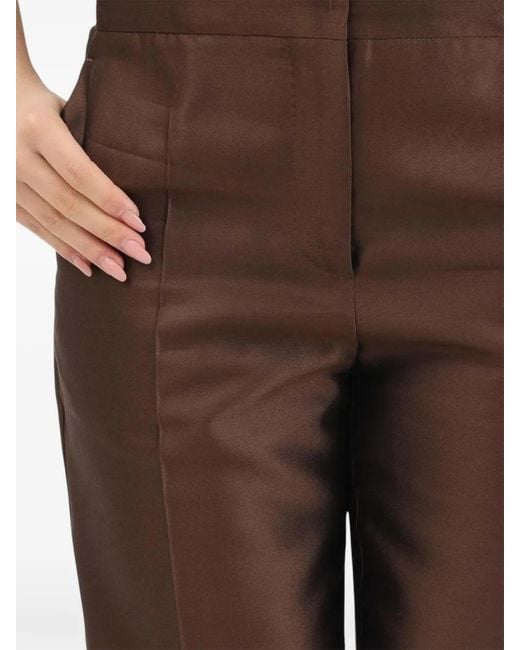 Max Mara Brown Shantung Carrot-Fit Trousers