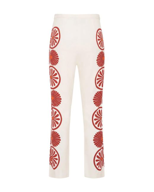 LaDoubleJ Red Patterned Stretch Trousers