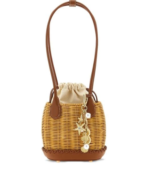 Self-Portrait Metallic Woven Basket Bag
