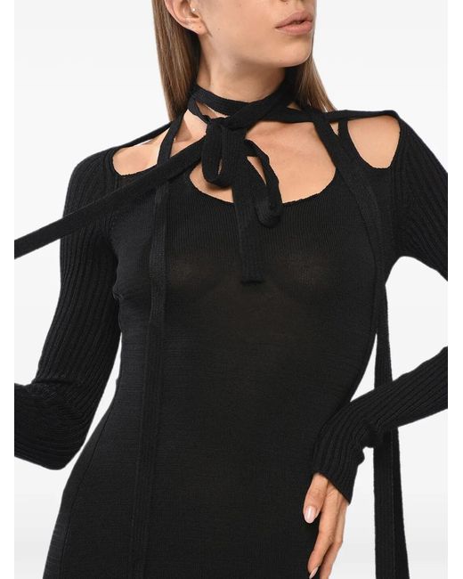 Y. Project Black Tie-Neck Cut-Out Maxi Dress