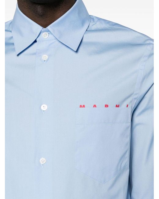 Marni Hemd mit Logo-Print in Blue für Herren