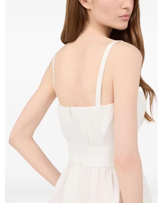 Roberto Cavalli White Monogram-Plaque Tiered Dress