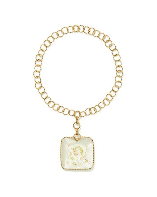 Tory Burch Metallic Runway Swirl Square-Pendant Necklace