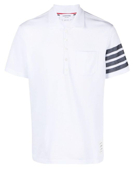 Thom Browne White 4-bar Cotton Polo Shirt - Men's - Cotton for men