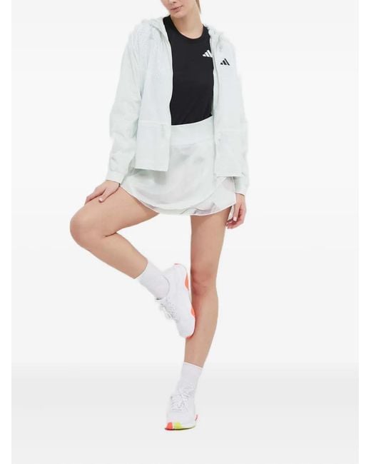 Adidas White Logo-Appliqué Perforated Jacket