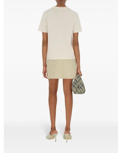 Burberry Natural T-Shirt Mit Logo-Stickerei