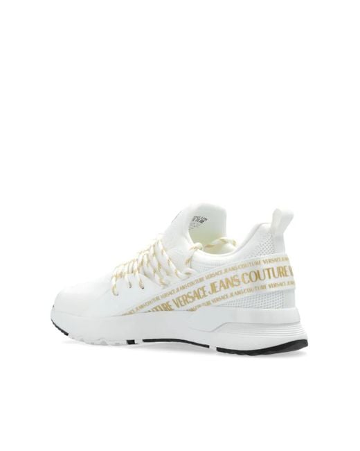 Versace Jeans Couture White Dynamic Sneakers In Stretch Knit