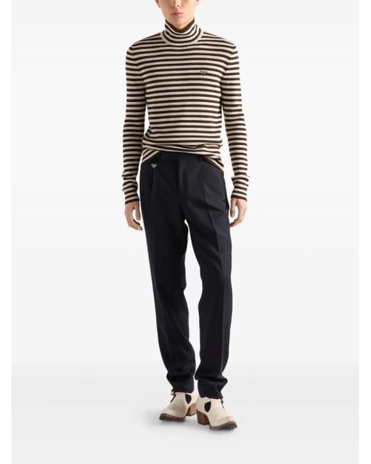 Prada Blue Wool Pants for men