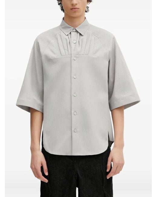 Adererror Gray Pleated Short-Sleeve Shirt