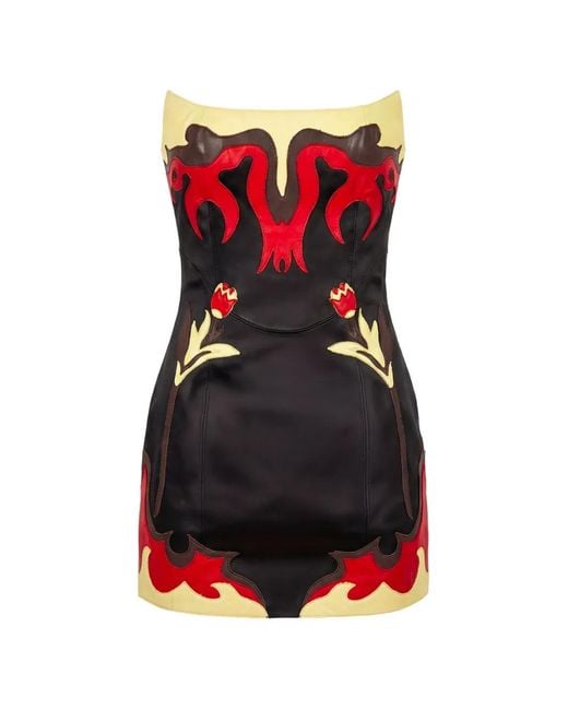 MARINE SERRE Red Floral-Patch Mini Dress