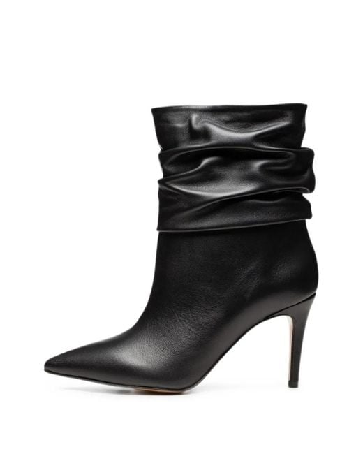 Poche Paris Black Slouchy Pointed-Toe Ankle Boots