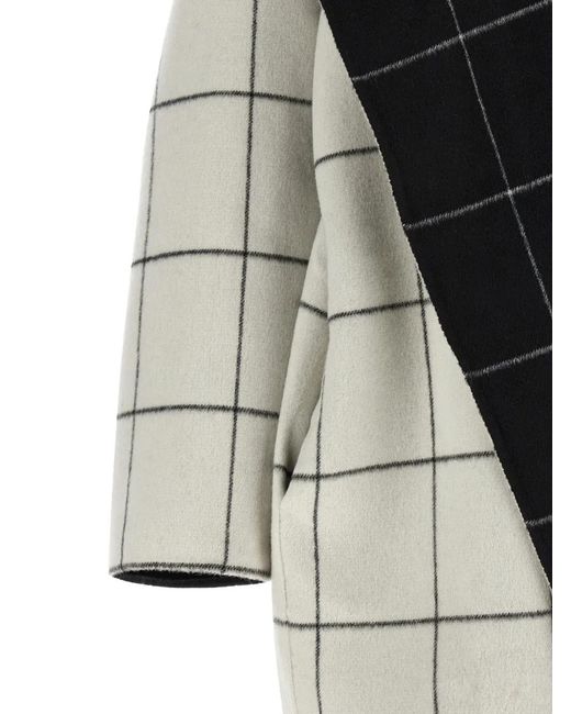 Totême Black Check-Pattern Hooded Coat