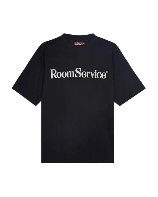 Late Checkout Black Room Service-Print Cotton T-Shirt for men