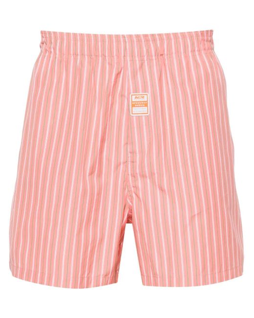 Martine Rose Pink Striped Mid-Rise Deck Shorts for men