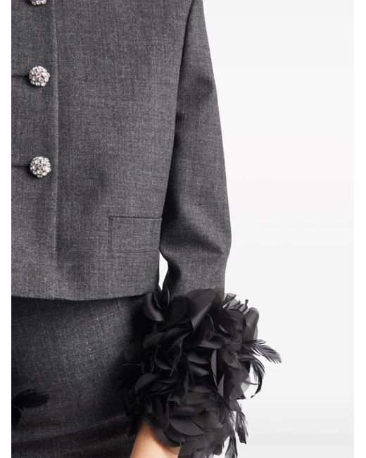 Prada Gray Cropped Jacket With Feather