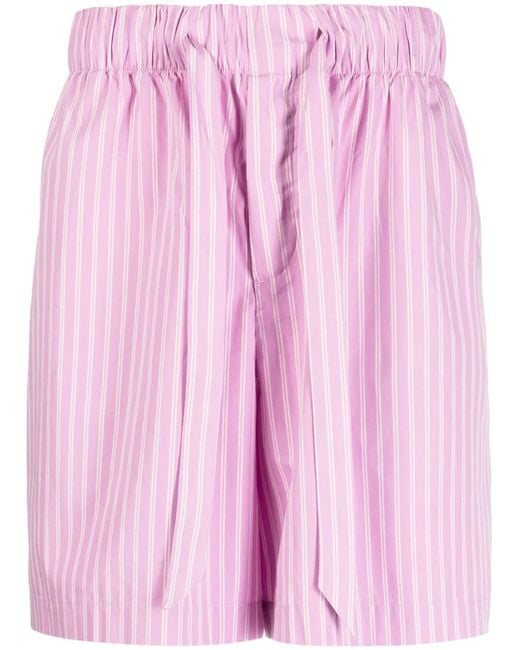 Tekla Pink Striped Cotton Pyjama Shorts for men