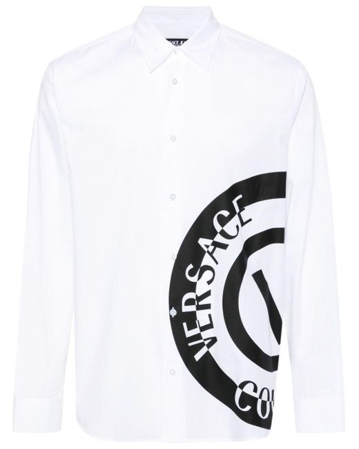Versace White Logo-print Cotton Shirt for men