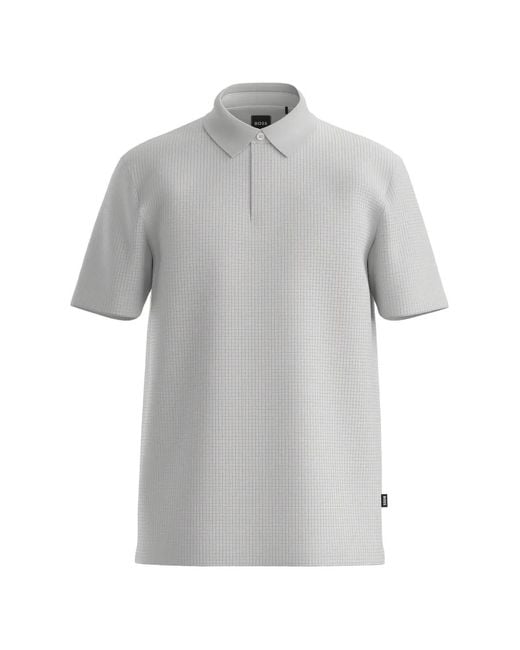 Polo Texturé À Patch Logo Boss pour homme en coloris Gray