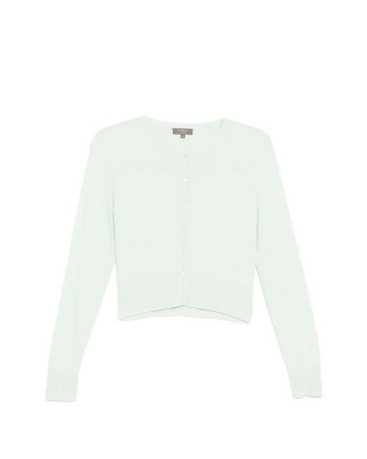 N.Peal Cashmere White Ivy Cropped Cardigan
