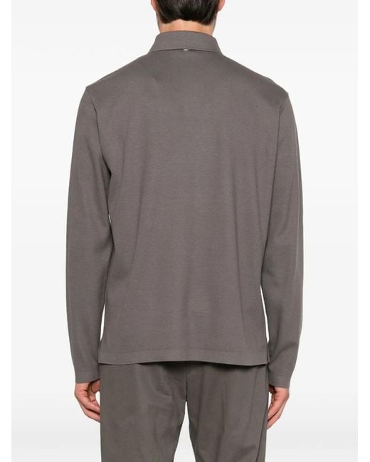 Herno Gray Long-Sleeve Polo Shirt for men
