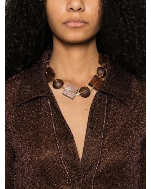 Oseree Brown Long-Sleeve Mini Dress