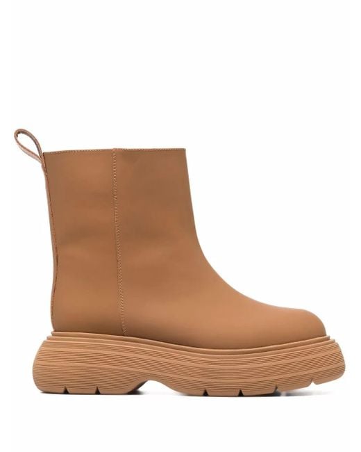 Gia Borghini Brown Chunky-Sole Leather Boots