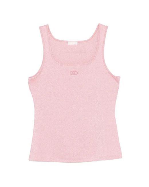 Liu Jo Pink Logo-Embroidered Tank Top