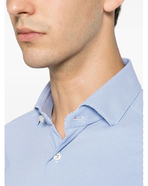 Xacus Blue Geometric-Print Spread-Collar Shirt for men