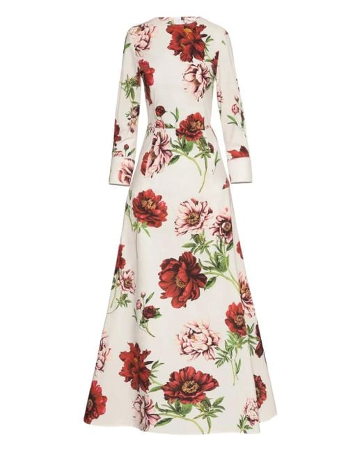 Oscar de la Renta クロップドスリーブ マキシドレス White