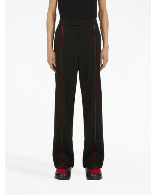 Ferragamo Black Contrasting-Trim Cotton Track Pants for men
