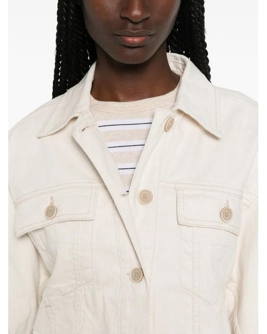 Peserico White Contrast-Stitched Denim Jacket