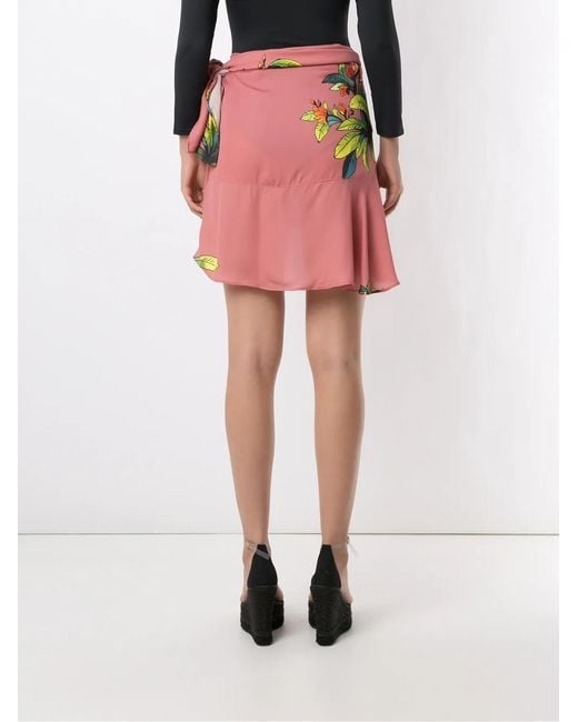 Amir Slama Pink Paneled Print Wrap Skirt