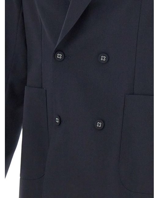 Officine Generale Blue Leon Double-Breasted Blazer for men