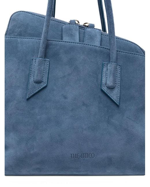 The Attico Blue La Passeggiata Medium Suede Tote Bag