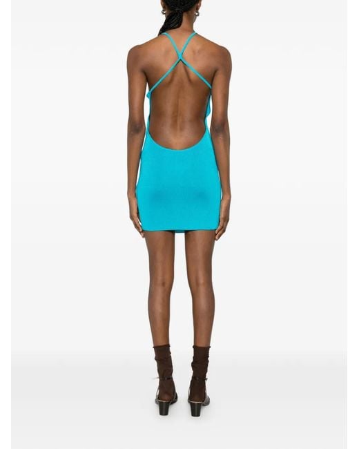 Isa Boulder Blue Crew-Neck Mini Dress