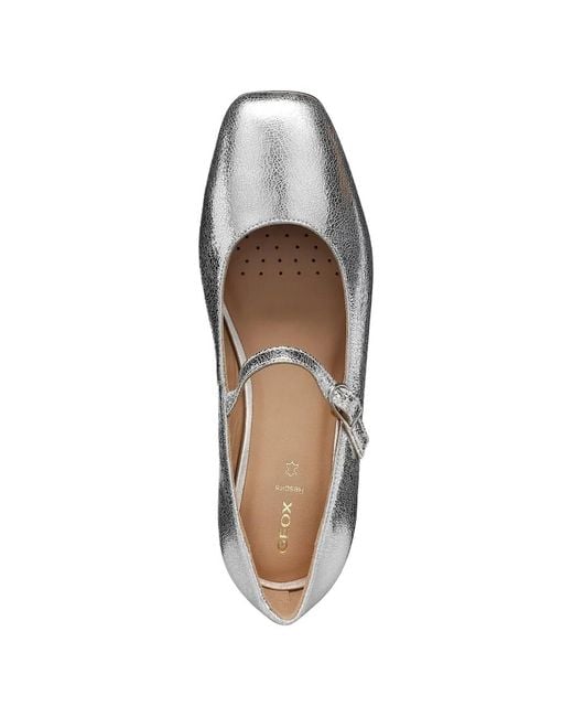 Geox White Marsilea Buckle Strap Ballet Flats
