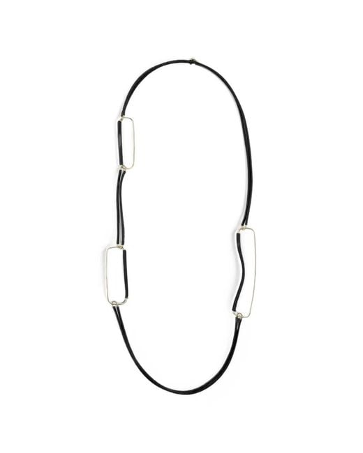 Liviana Conti Black Geometric-Link Cord Necklace