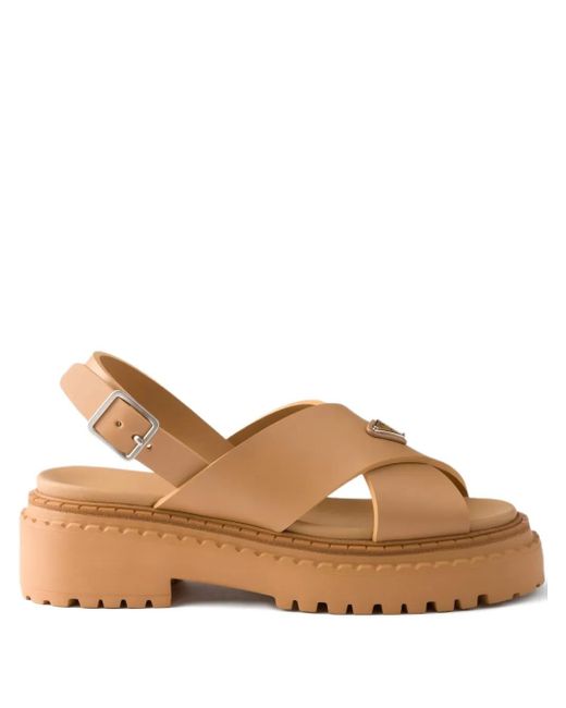 Prada Brown Rubber Platform Sandals 55