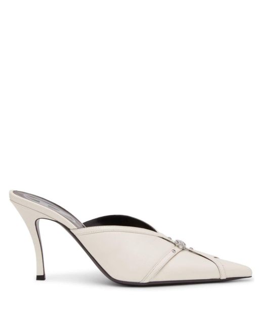 DIESEL White D-electra 85mm Leather Mules