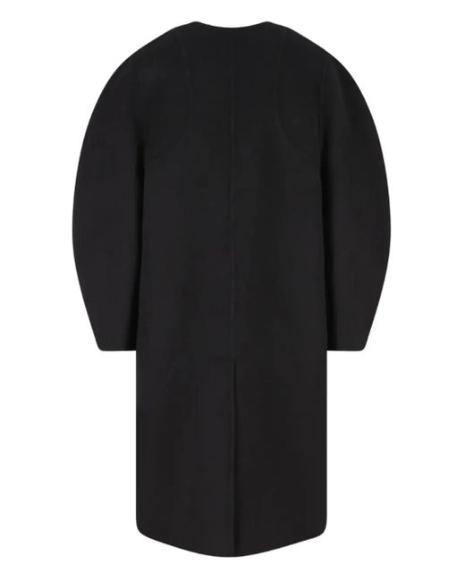 Fendi Black Puff-Sleeve Velvet-Pocket Coat