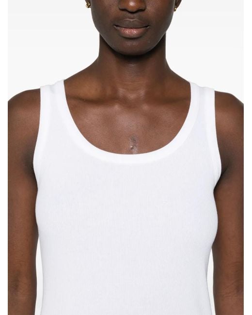 Eleventy Geribbelde Tanktop in het White