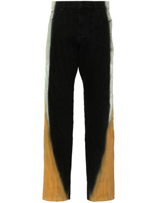 Mugler Black Gradient-effect Spiral baggy Jeans