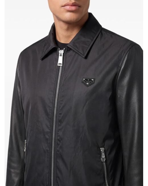 Philipp Plein Black Nylon Coster Bomber Jacket for men