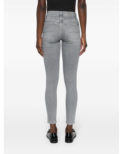 7 For All Mankind Gray Hw High-rise Skinny Jeans