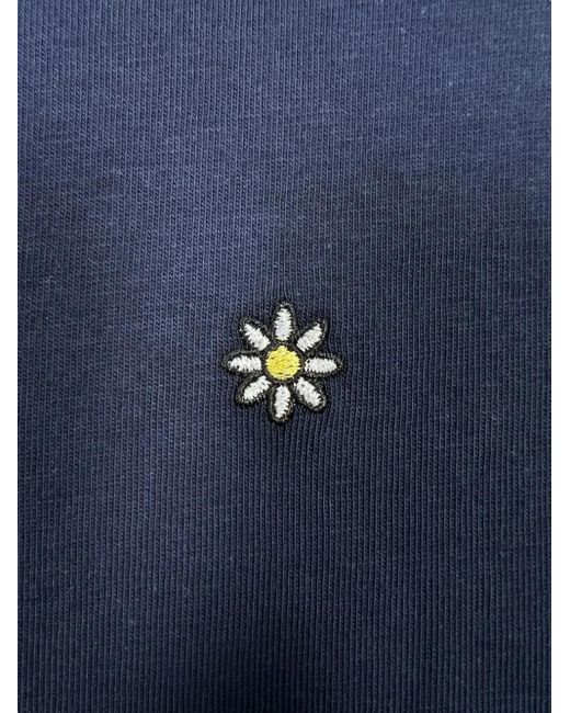 FAMILY FIRST Blue Floral-Embroidered T-Shirt for men
