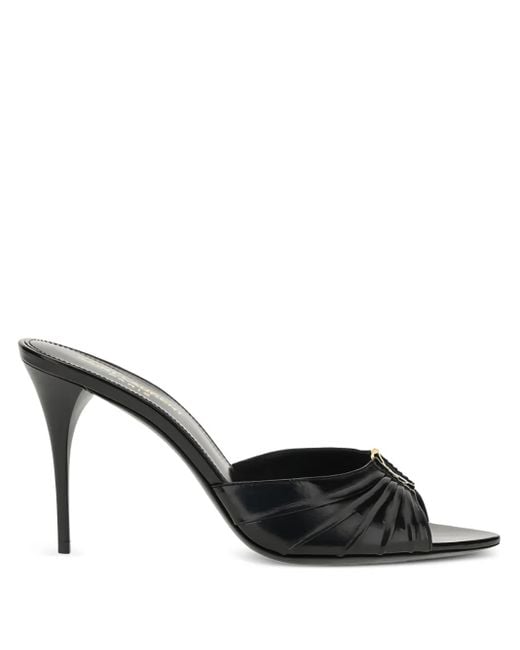 Mules Babylone con tacón de 90 mm Saint Laurent de color Black