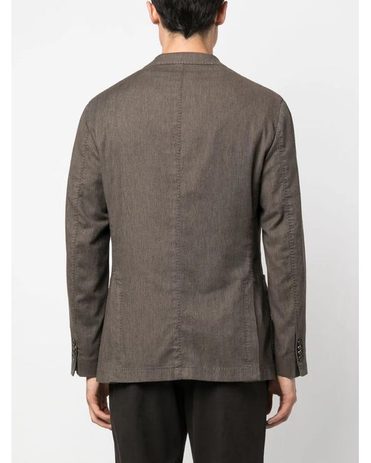Boglioli Brown Notched-Lapels Single-Breasted Blazer for men
