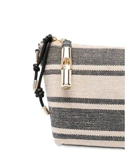 Furla Gray Striped Shoulder Bag