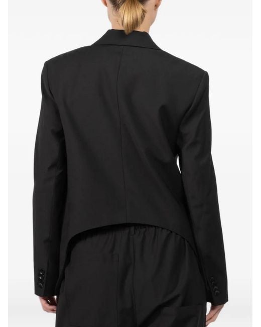 Tibi Black Button-Fastening Flap-Pocket Blazer