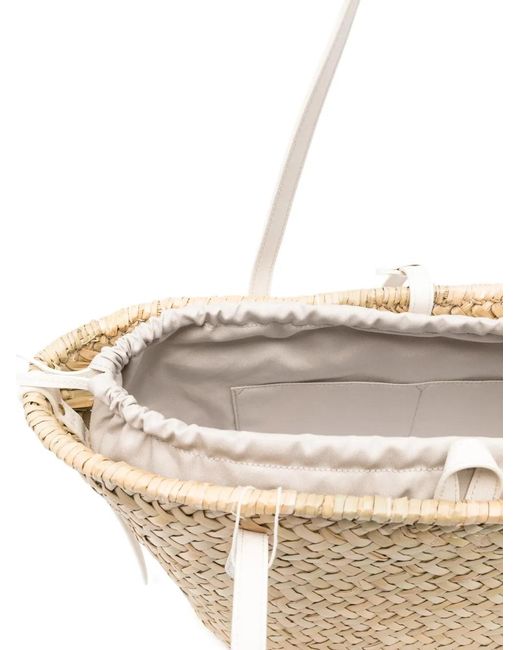 Coccinelle Natural Woven Drawstring Shoulder Bag